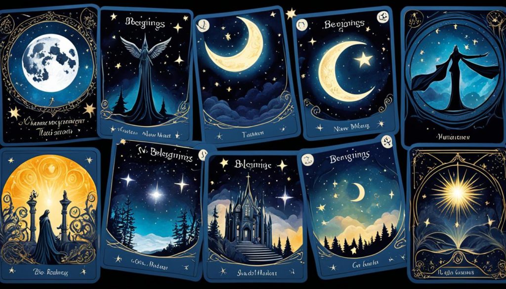 New Moon Tarot Spread for New Beginnings, Inner Reflection, Action, and Blessings